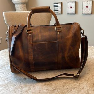 Custom, new leather weekend bag